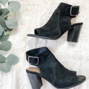 Vionic Buckle Ankle  Open Toe Heels Black Size 7.5